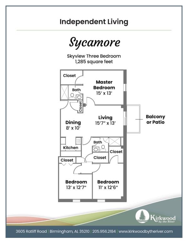 Kirkwood by the River sycamore floor plan