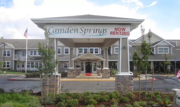Camden Springs Gracious Retirement Living building front and covered entrance