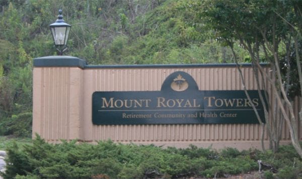 Mount Royal Towers entrance sign