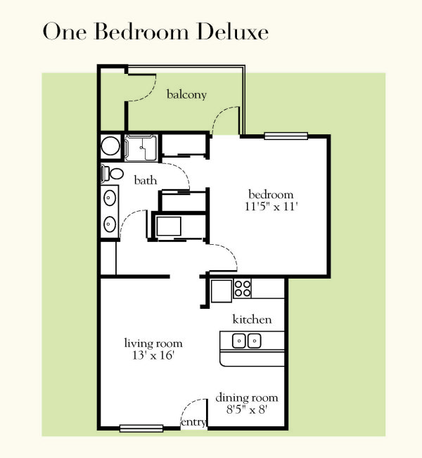 Atria Chandler Villas IL 1 bedroom Deluxe floor plan