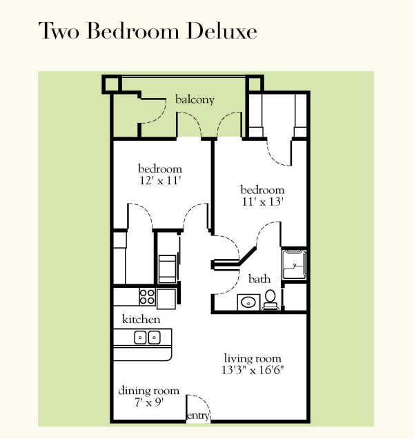 Atria Chandler Villas IL 2 bedroom Deluxe floor plan