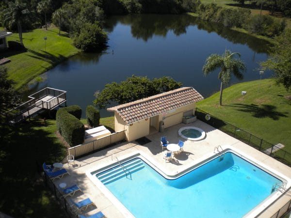 Sun Towers aerial view of outdoor pool