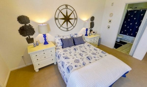 Bedroom in Model Apartment at San Clemente Villas By the Sea