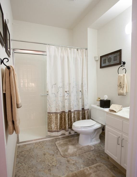 Bathroom in Model Apartment at San Clemente Villas By the Sea