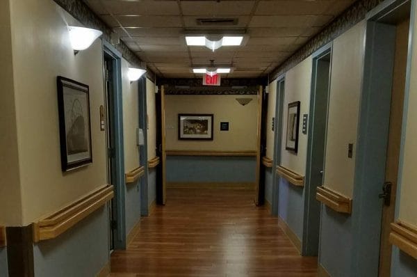 Interior hallway in Page Rehabilitation & Healthcare Center
