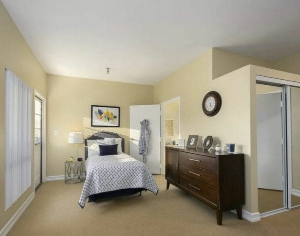 Bedroom in Model Apartment at Crescendo Senior Living
