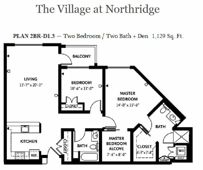 2BR-1 Floor Plan at The Village at Northridge
