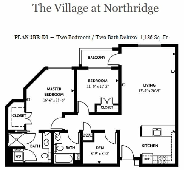 2BR-D1 Floor Plan at The Village at Northridge