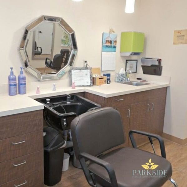 Resident salon in Parkside Assisted Living and Memory Cottage