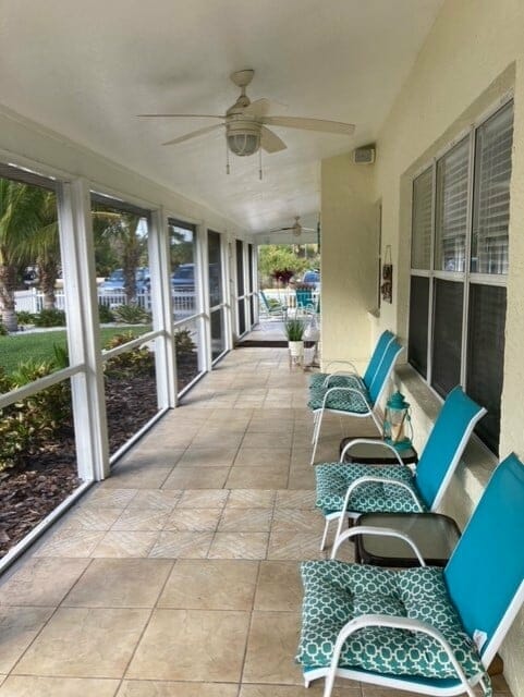 Seating on the GrandCare Assisted Living covered porch