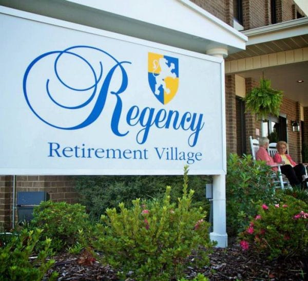 Main entrance sign at Regency Retirement Village - Tuscaloosa