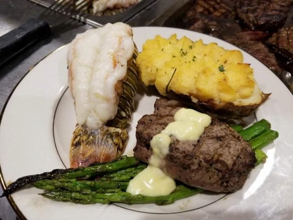 Surf and turf dinner at Pine Valley Retirement