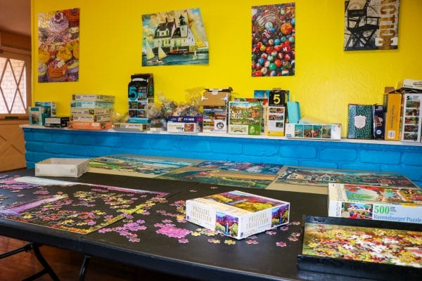 Villa Maria Care Center game room with puzzles and board games