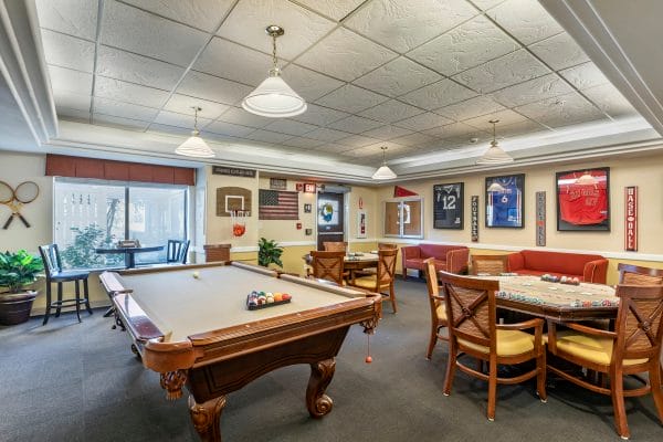 Game Room with Pool Table at Avista Senior Living Magnolia