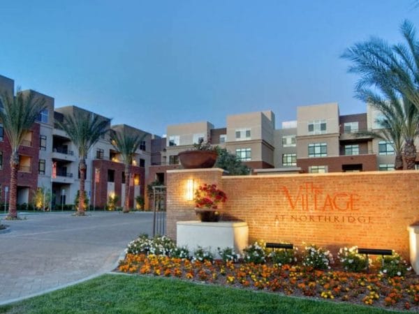 Exterior View of Street Sign and Building at The Village at Northridge