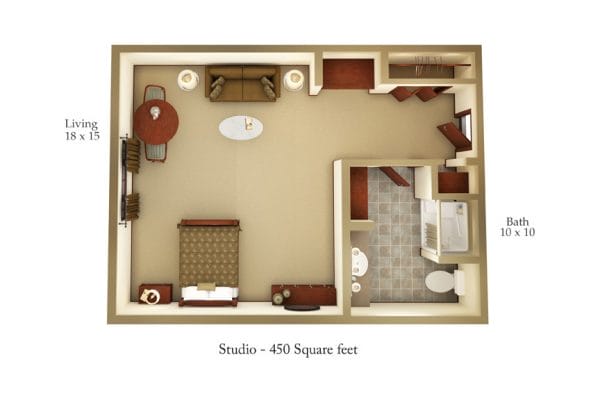Aberdeen Heights Assisted Living studio floor plan