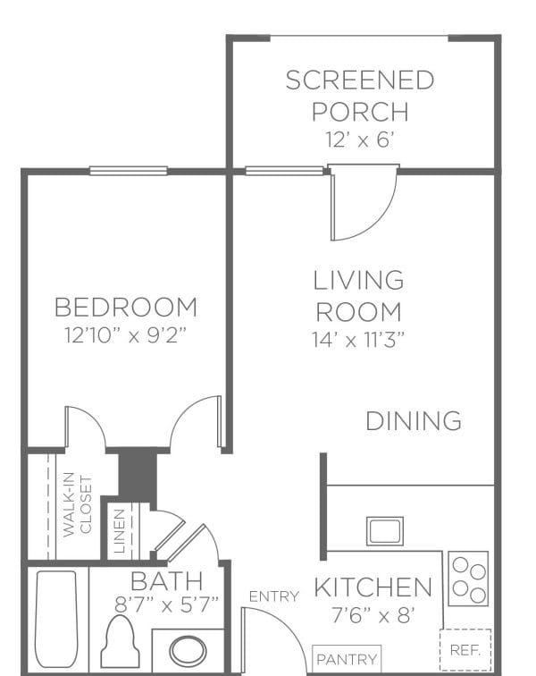 Abbotswood at Irving Park 1BwPorch floor plan