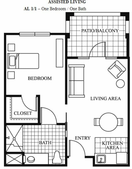 Alcove One Bedroom Floor Plan at Maravilla