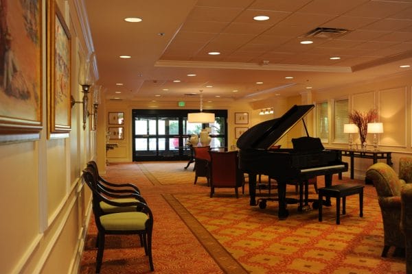Addington Place at College Harbor lobby and grand piano