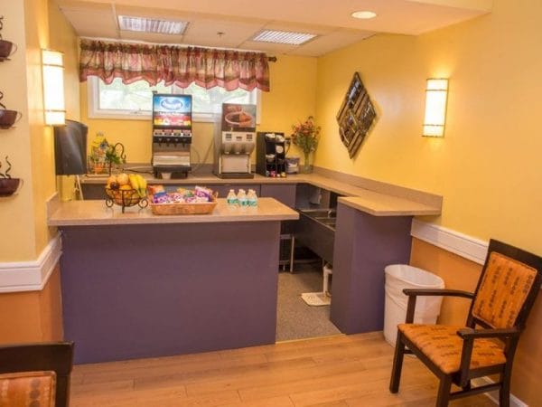 Snack counter at Annapolitan Assisted Living featuring drinks and refreshments