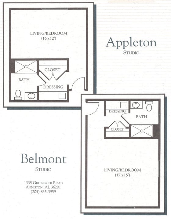 NHC Place, Anniston appleton and belmont floor plans