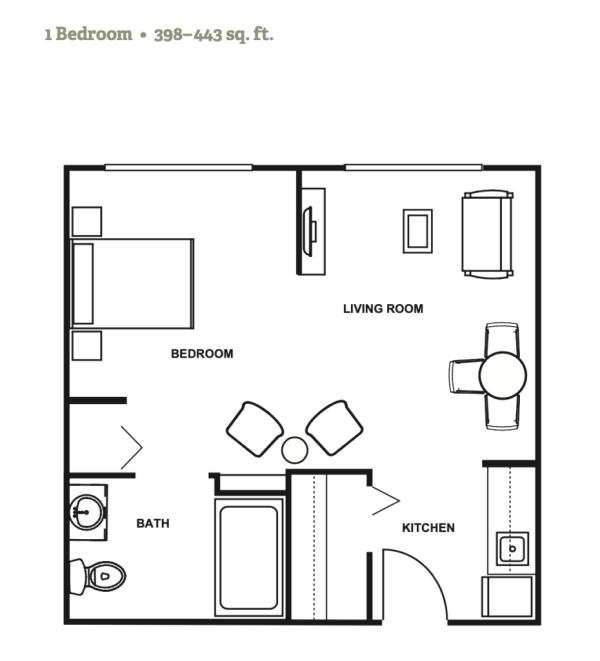 Magnolia Place one bedroom floor plan