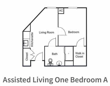 Assisted Living One Bedroom A at Capistrano Senior Living