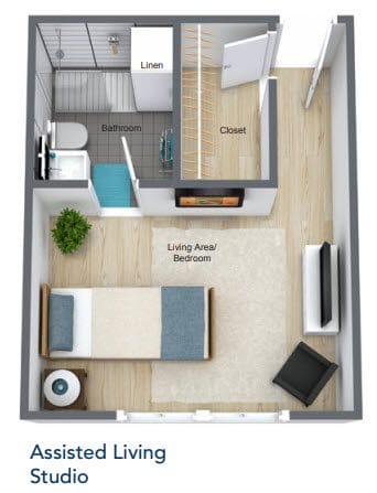 Wyndham Lakes Assisted Living Studio floor plan