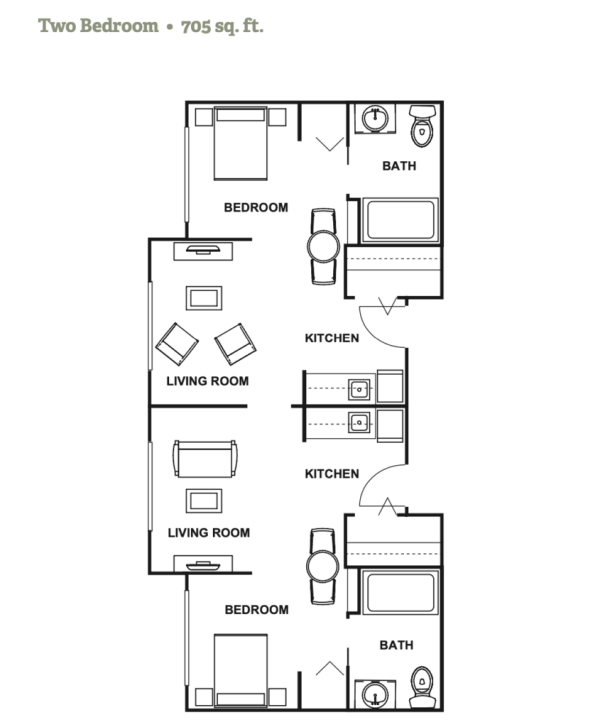 Magnolia Place two bedroom floor plan