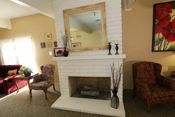 Fireplace in the residental common area at Citrus Hills