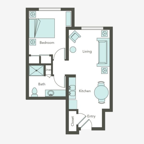 Aegis Living Bellevue 1 bedroom floor plan