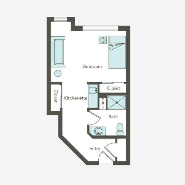 Aegis Living Bellevue large studio floor plan
