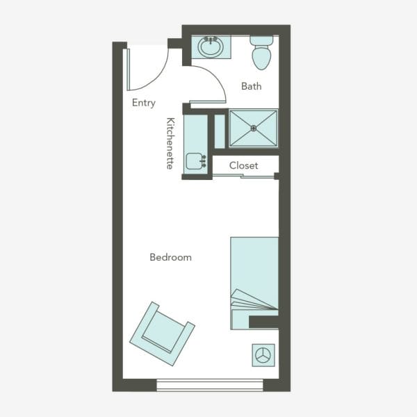 Aegis Living Bellevue studio floor plan