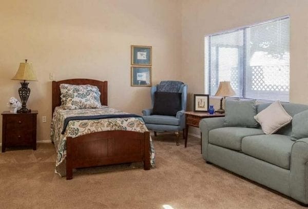 Bedroom in Model Apartment at Pacifica Senior Living Northridge