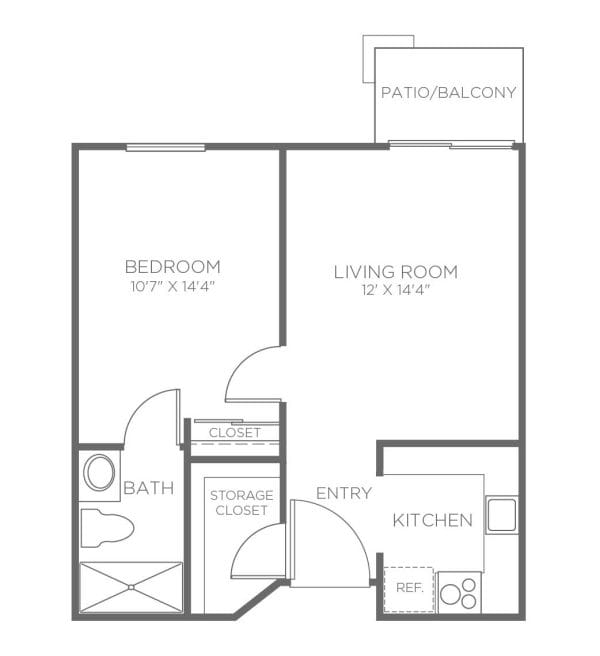 Cedarwood at Sandy IL 1 Bedroom Floor Plan