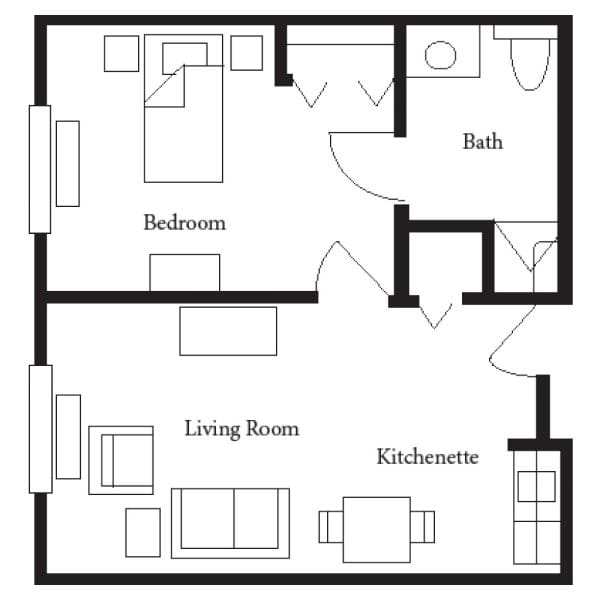 The Gables at Charlton Place 1 bedroom floor plan