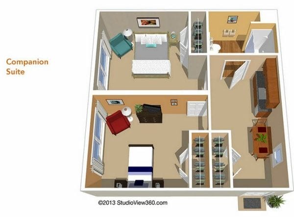 Companion Suite Floor Plan at Sunrise at Beverly Hills