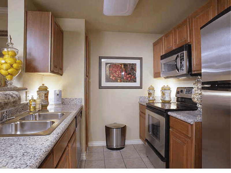 Resident kitchen in an apartment at Conservatory at North Austin