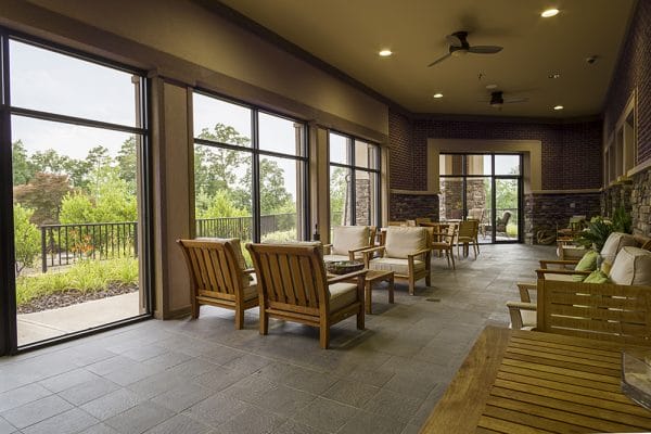 Indoor porch and resident seating at Danberry At Inverness