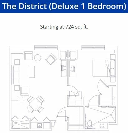 Deluxe One Bedroom Floor Plan at Grand Oaks