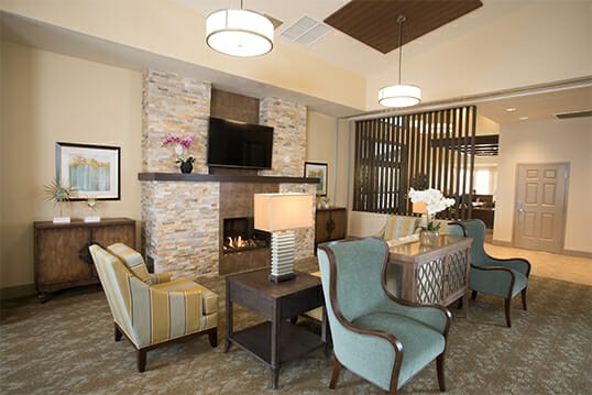 Fireside Seating Area at Computer Room at Emerald Court