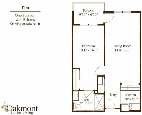 Elm Floor Plan at Oakmont of Orange