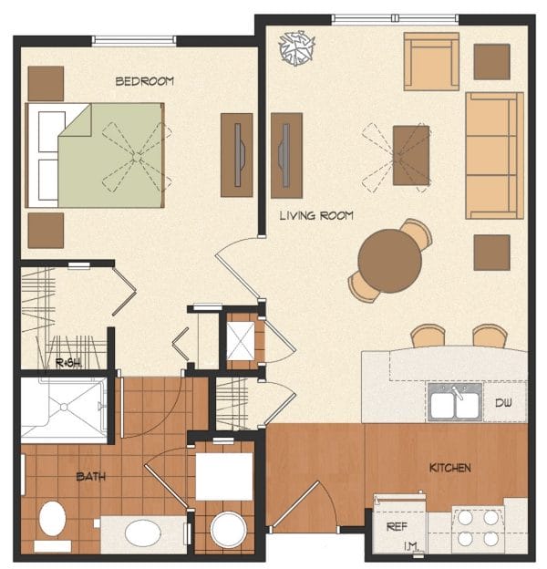 Two bedroom floor plan at Peyton Ridge Apartments