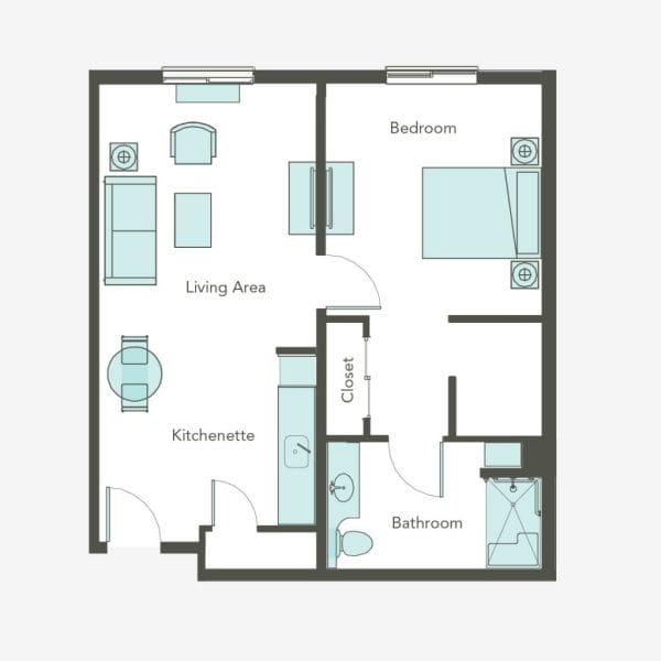 Aegis Gardens Newcastle AL 1 bedroom floor plan