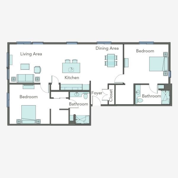 Aegis Gardens Newcastle AL 2 bedroom floor plan