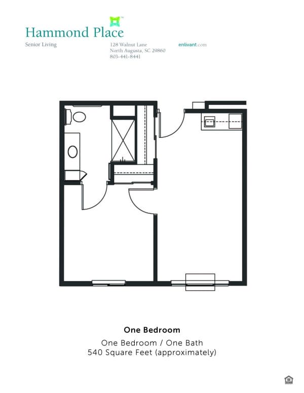 Hammond Place one bedroom floor plan