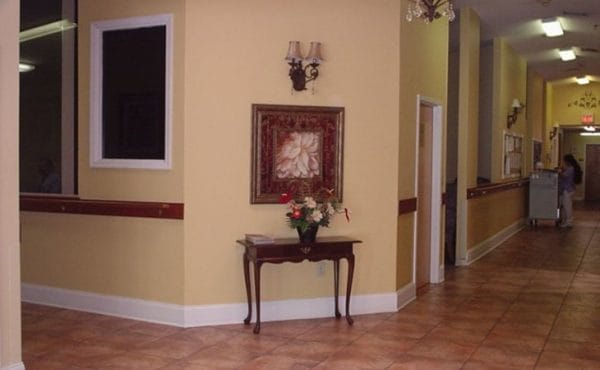 interior lobby of Hanna Oaks Center for Independent and Assisted Living