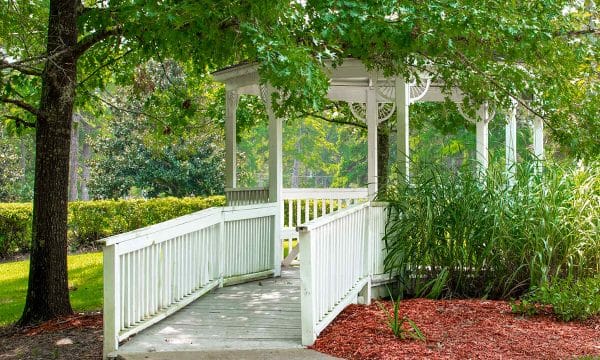 Outdoor gazebo and pathways at HarborChase of Tallahasee