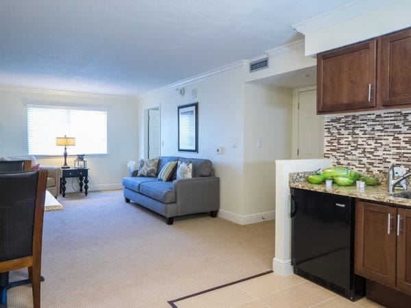 Model apartment interior in The Meridian at Westwood