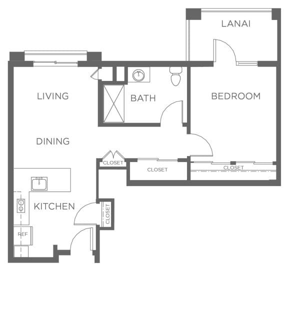 'Ilima at Leihano one bedroom E floor plan